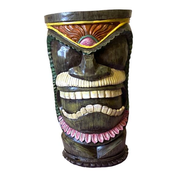 Hawaiian Tiki Statue Wooden Luau Bar Decor 4.5" Wide by 8" Tall - Picture 1 of 10
